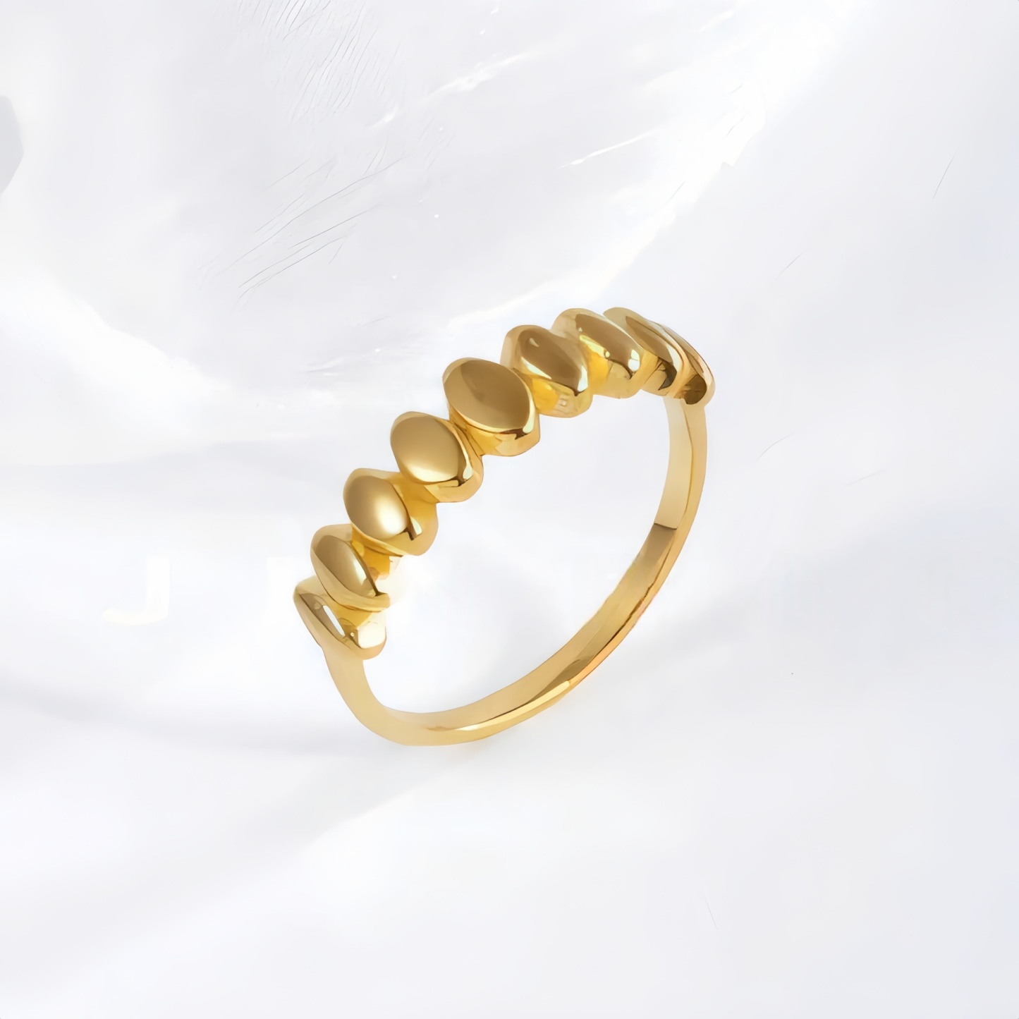 Minimalist Ripple Design Light Luxury Stainless Steel Women's Ring | N001501-JinBaoJewerly