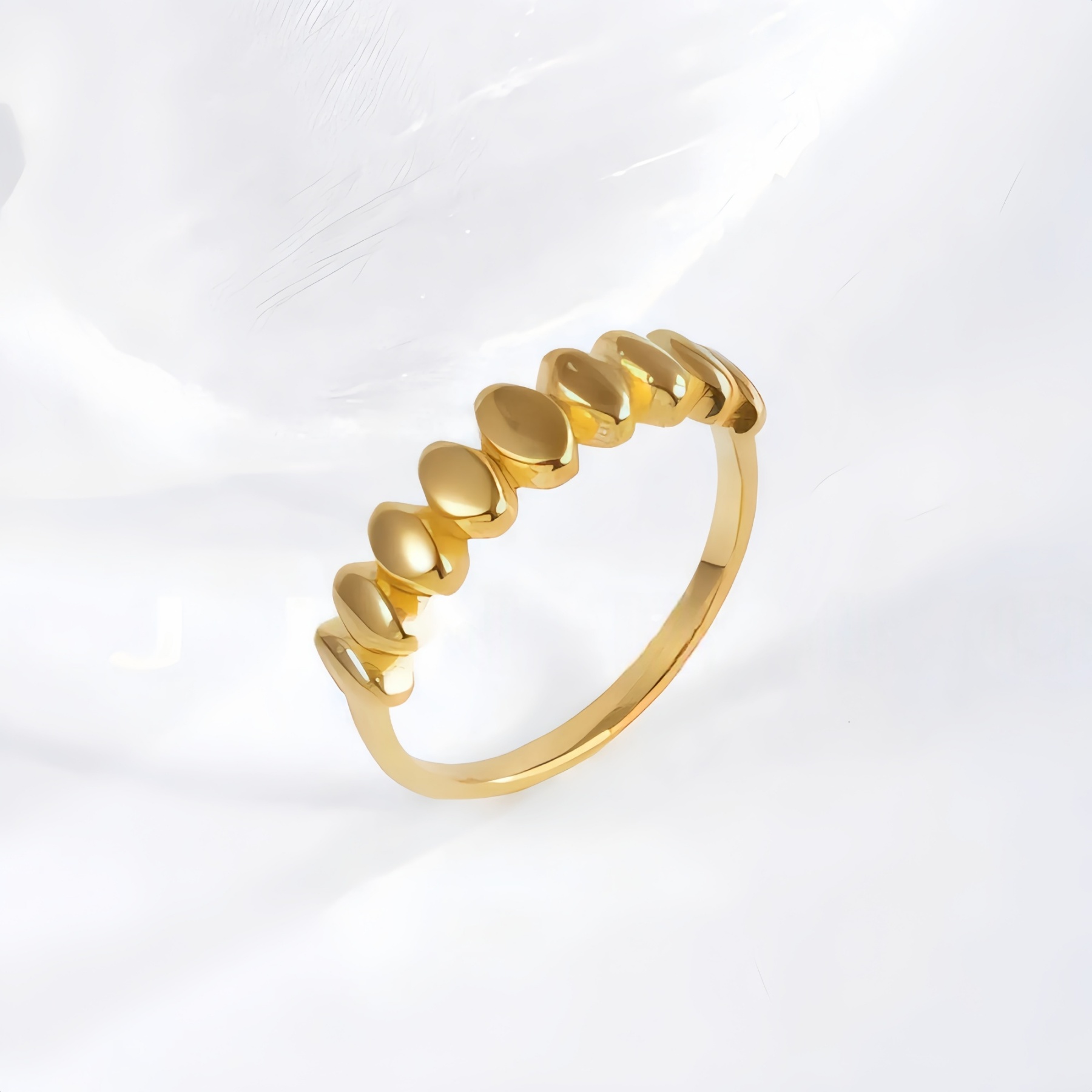 Minimalist Ripple Design Light Luxury Stainless Steel Women's Ring | N001501-JinBaoJewerly