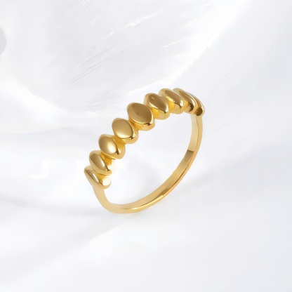 Minimalist Ripple Design Light Luxury Stainless Steel Women's Ring | N001501-JinBaoJewerly