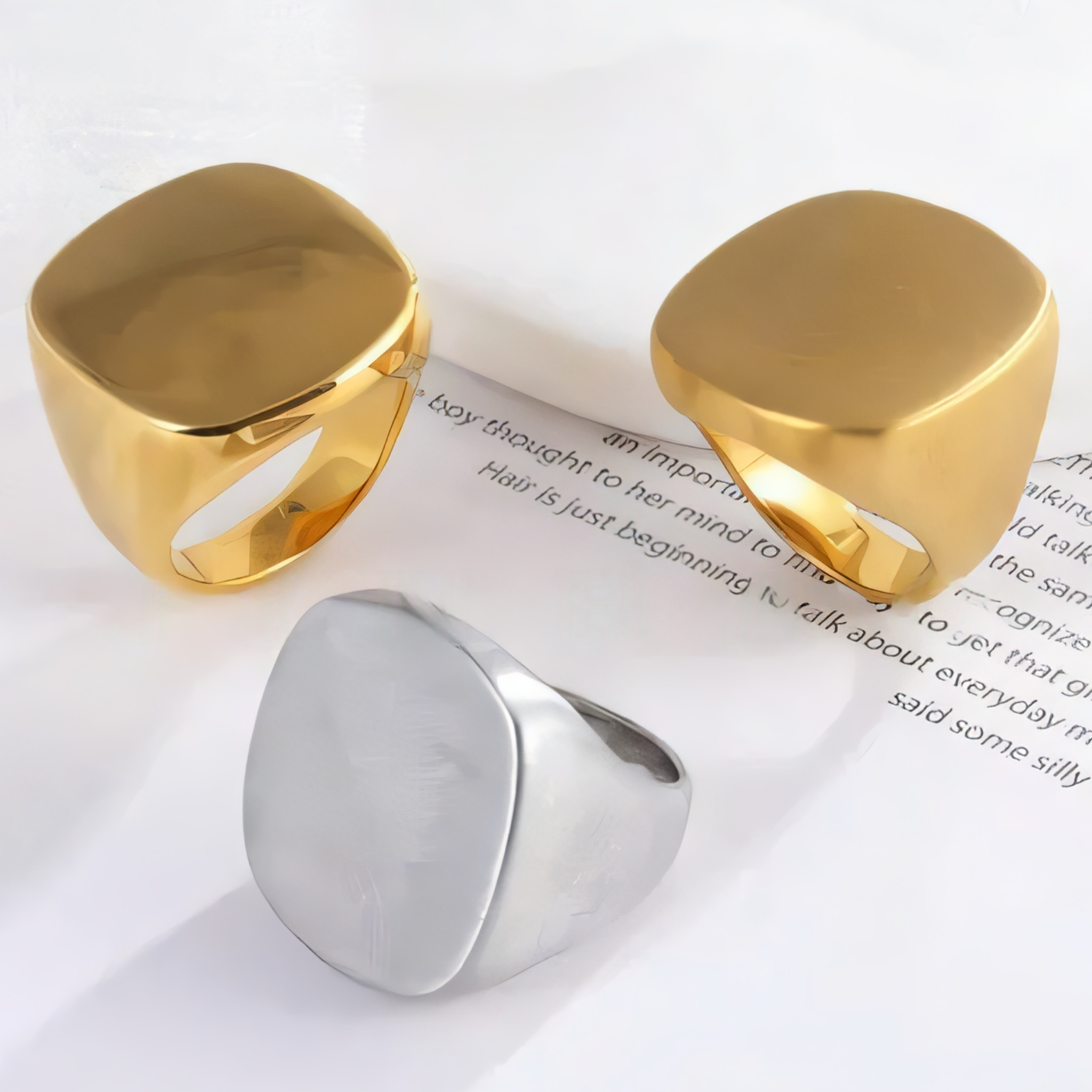 Minimalist Square Stainless Steel Ring for Men | ML080-JinBaoJewerly