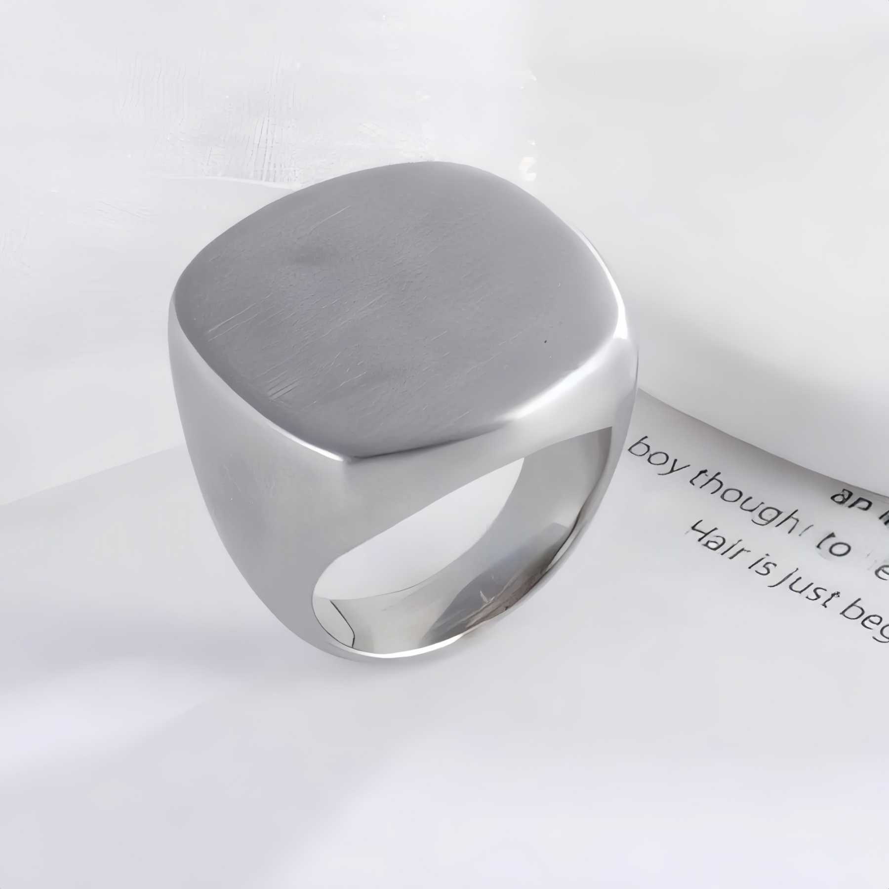 Minimalist Square Stainless Steel Ring for Men | ML080-JinBaoJewerly