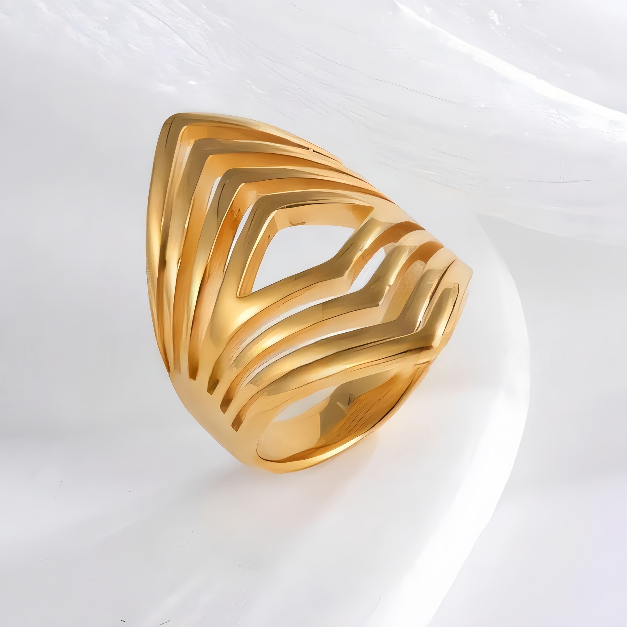 Minimalist Stripe Stainless Steel Ring Golden and Silver Design for Women | DZ448-JinBaoJewerly