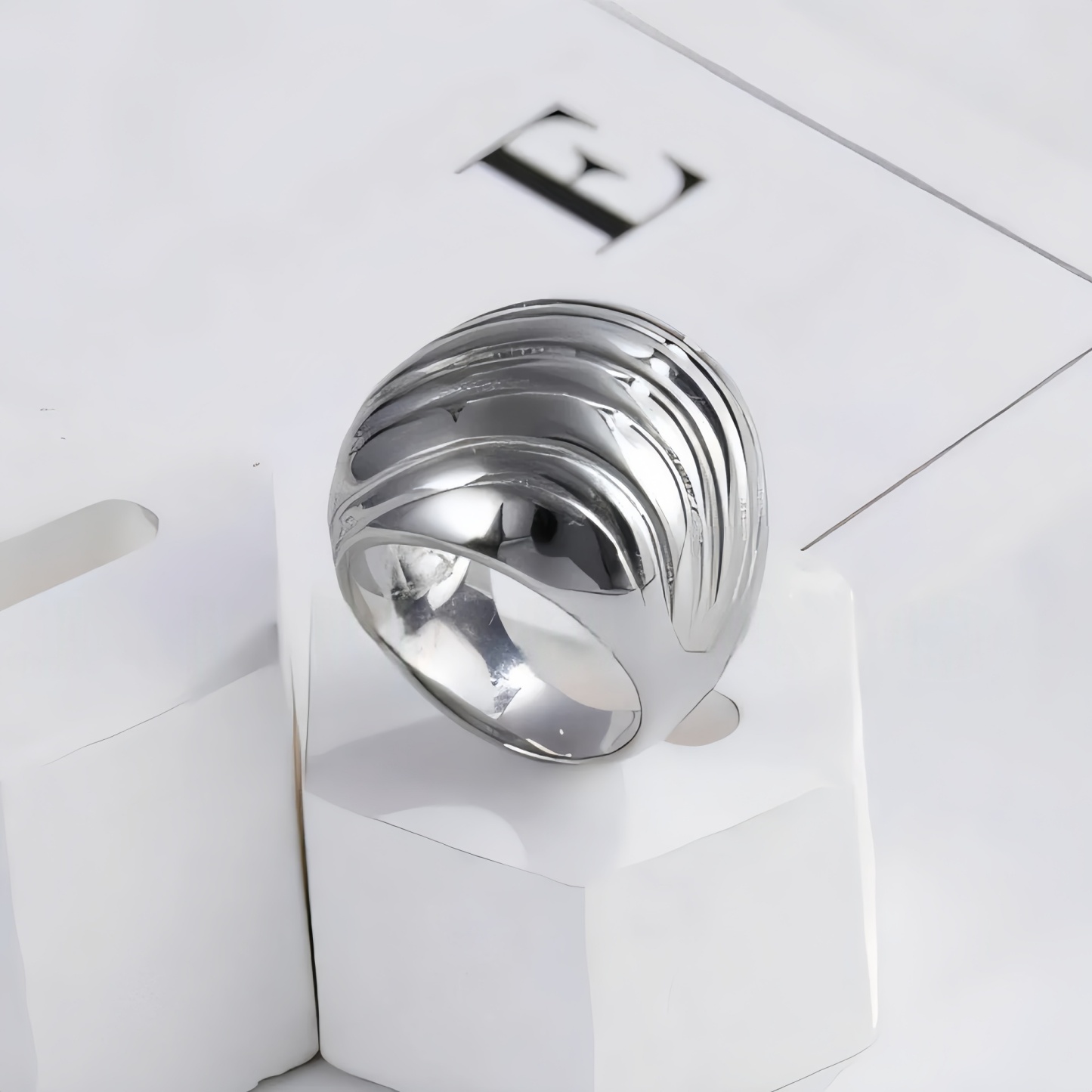 Minimalist Swirl Design Stainless Steel Ring for Women | ML037-JinBaoJewerly