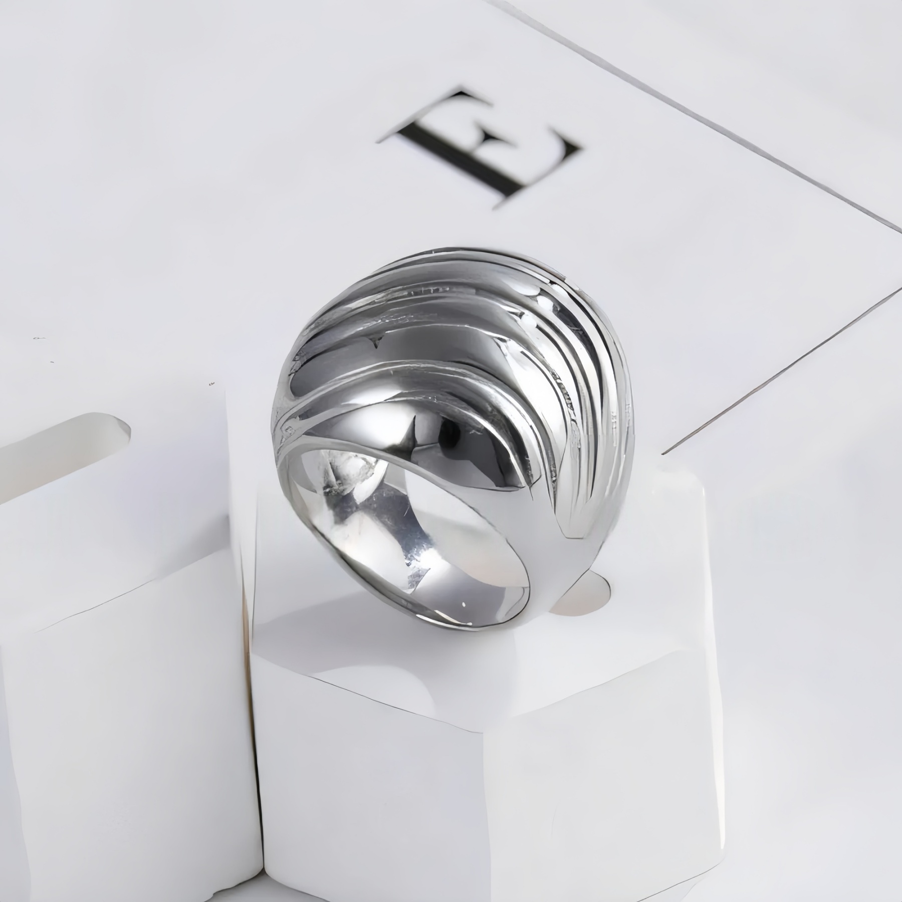 Minimalist Swirl Design Stainless Steel Ring for Women | ML037-JinBaoJewerly