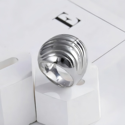 Minimalist Swirl Design Stainless Steel Ring for Women | ML037-JinBaoJewerly