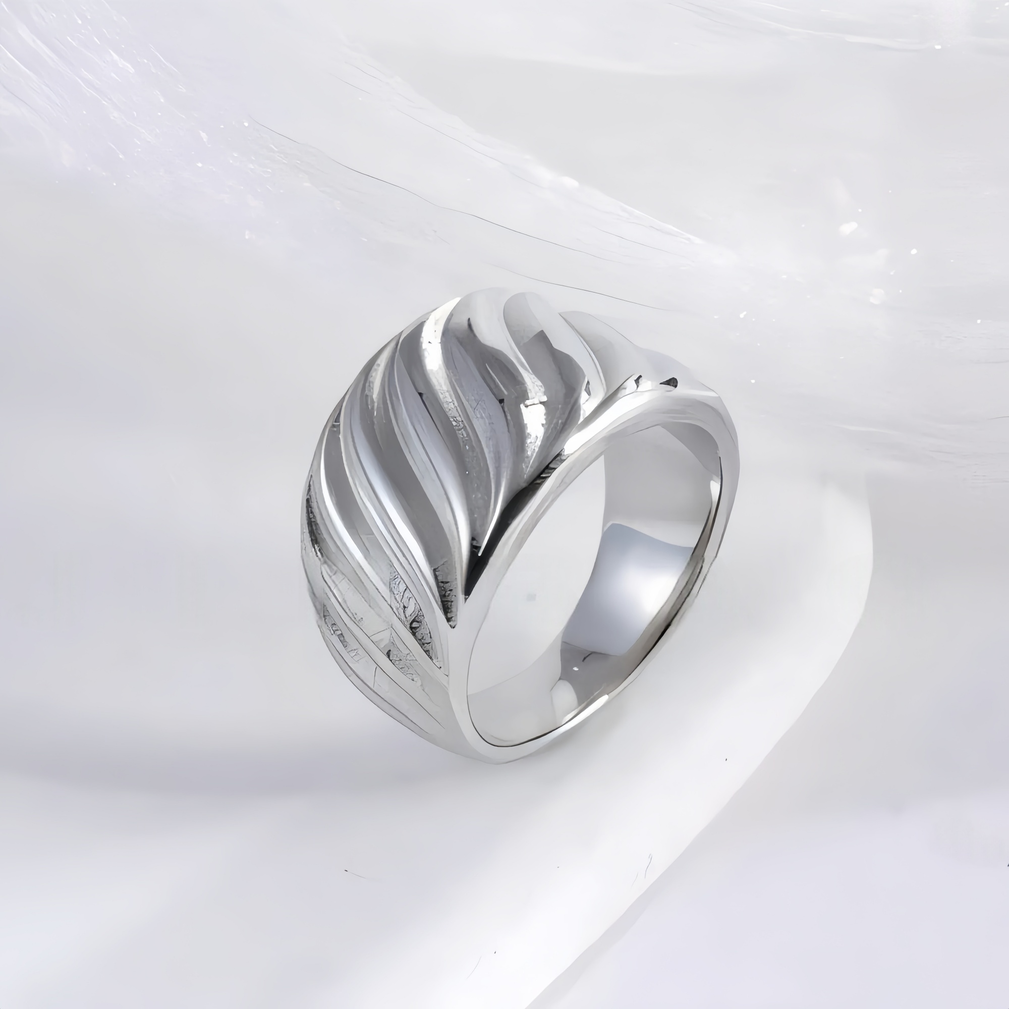 Minimalist Wave Ring Women's Two-Tone Gold & Silver Stainless Steel Ring | G00643-JinBaoJewerly