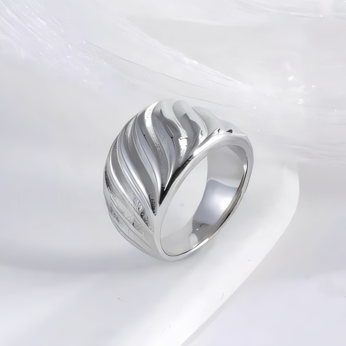 Minimalist Wave Ring Women's Two-Tone Gold & Silver Stainless Steel Ring | G00643-JinBaoJewerly