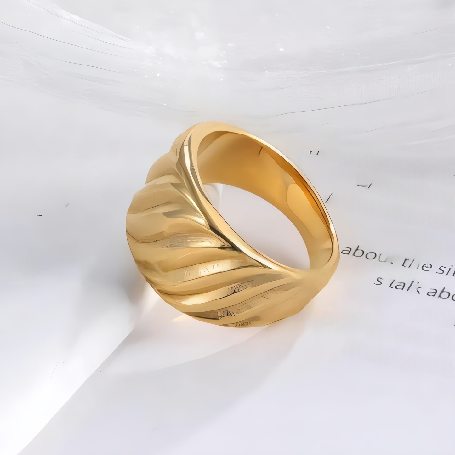 Minimalist Wave Ring Women's Two-Tone Gold & Silver Stainless Steel Ring | G00643-JinBaoJewerly