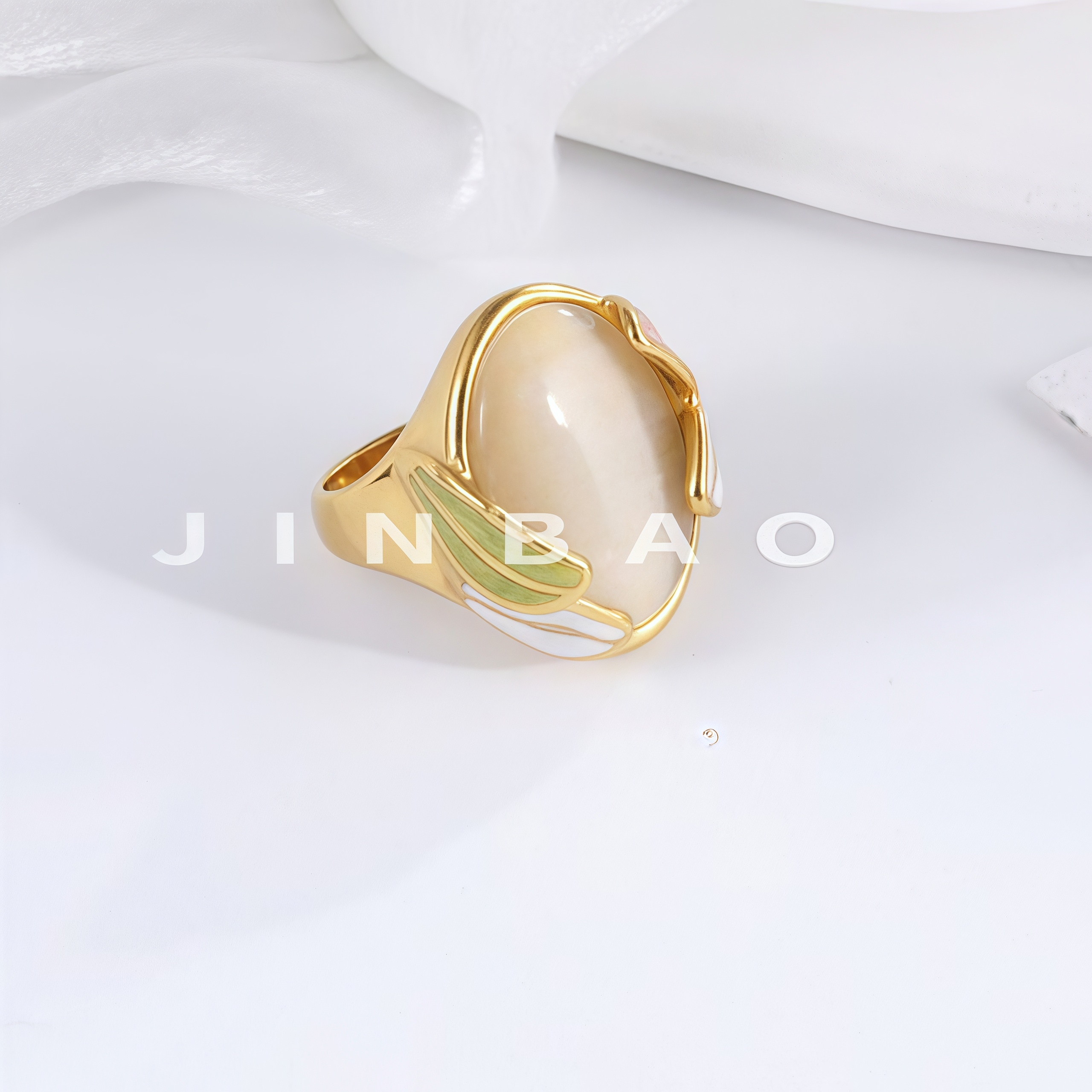 Modern Colorful Gemstone Stainless Steel Ring for Women | G004469-JinBaoJewerly