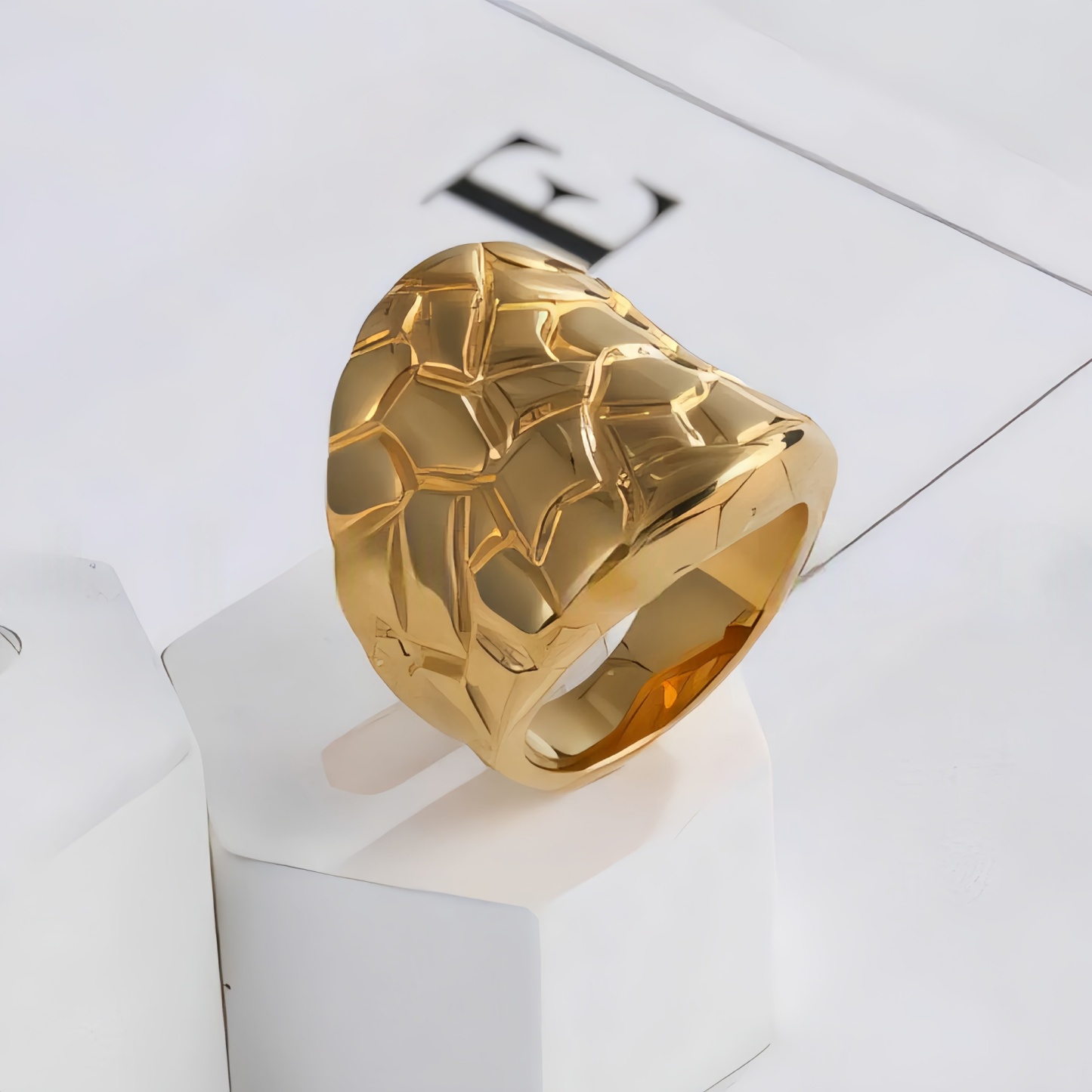 Modern Honeycomb Pattern Stainless Steel Ring Women's Ring | ML0125-JinBaoJewerly