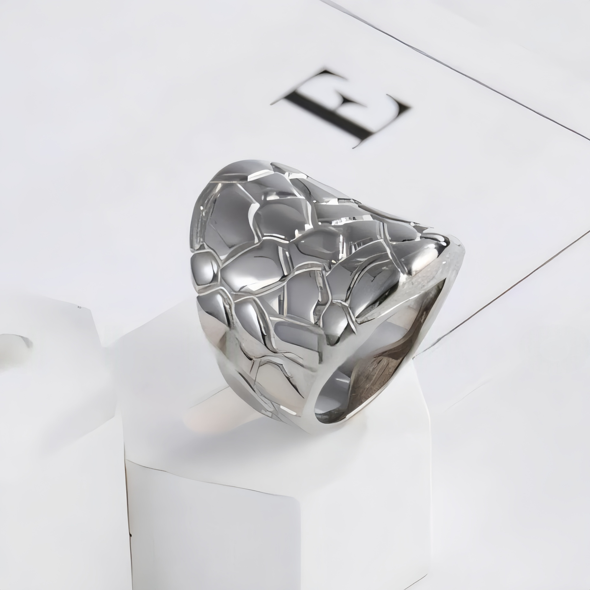 Modern Honeycomb Pattern Stainless Steel Ring Women's Ring | ML0125-JinBaoJewerly