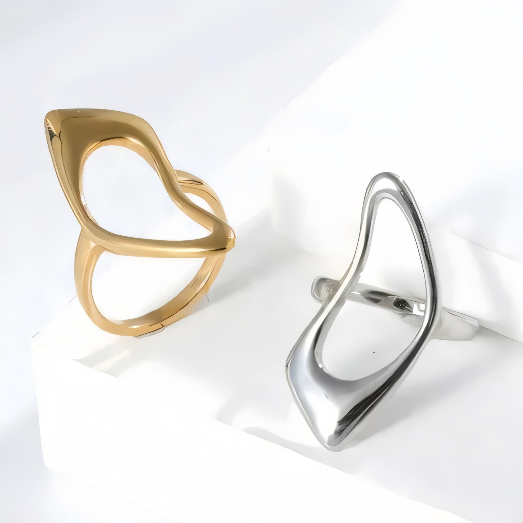 Modern Intertwined Stainless Steel Ring Elegant Design for Women | G002235-JinBaoJewerly