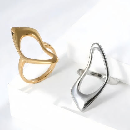 Modern Intertwined Stainless Steel Ring Elegant Design for Women | G002235-JinBaoJewerly