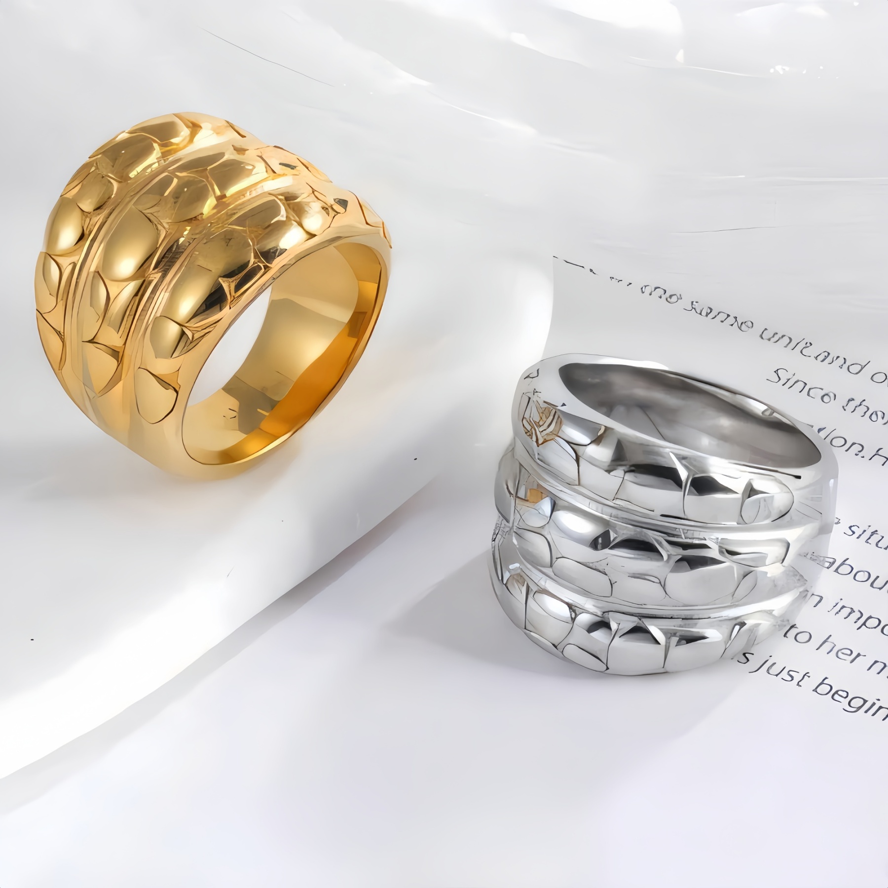 Modern Layered Texture Design Ring Simple and Fashionable for Women | ML0105-JinBaoJewerly