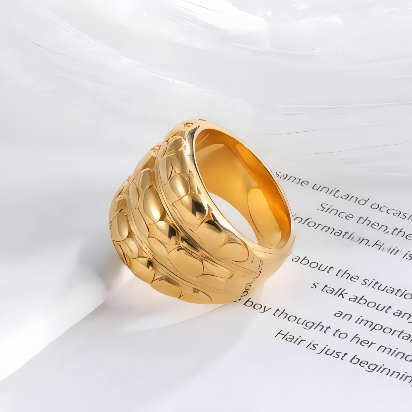 Modern Layered Texture Design Ring Simple and Fashionable for Women | ML0105-JinBaoJewerly