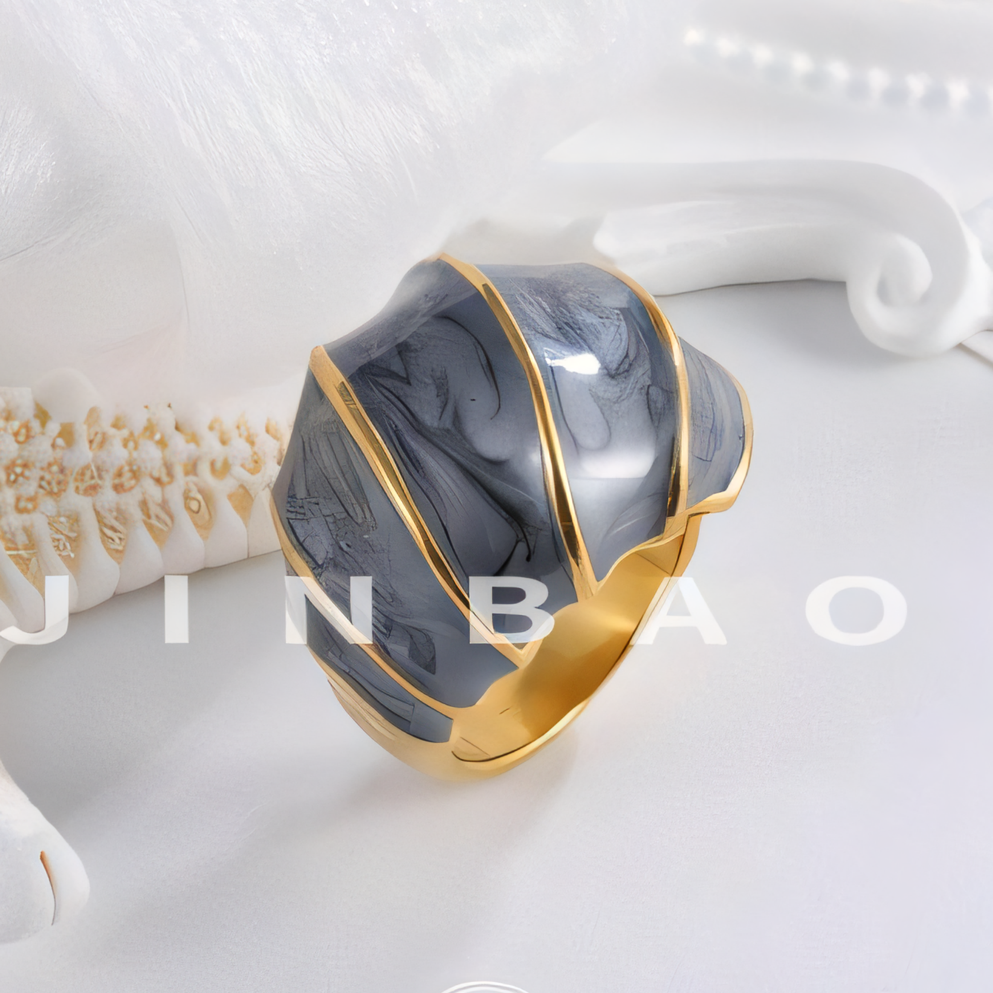 Modern Spiral Shape Stainless Steel Ring Women's Light Luxury Design | G004483-JinBaoJewerly