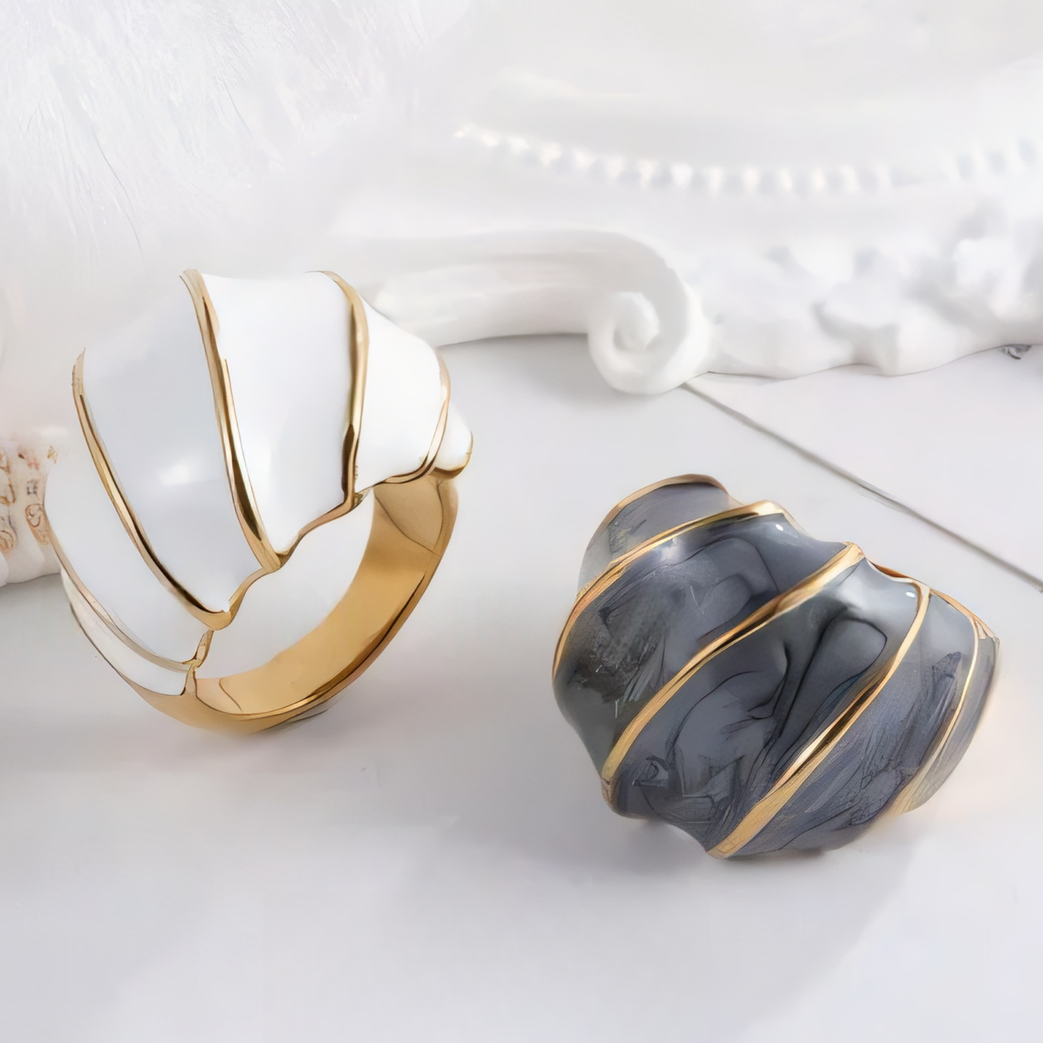 Modern Spiral Shape Stainless Steel Ring Women's Light Luxury Design | G004483-JinBaoJewerly