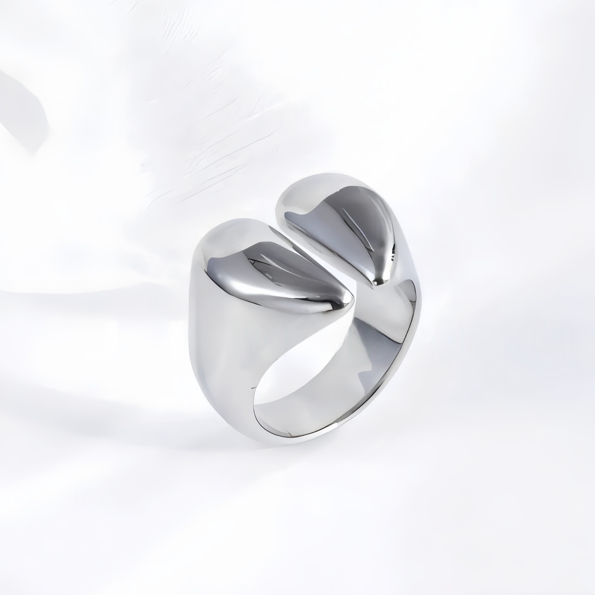 Modern Split Stainless Steel Ring Stylish Design for Women | G004037-JinBaoJewerly