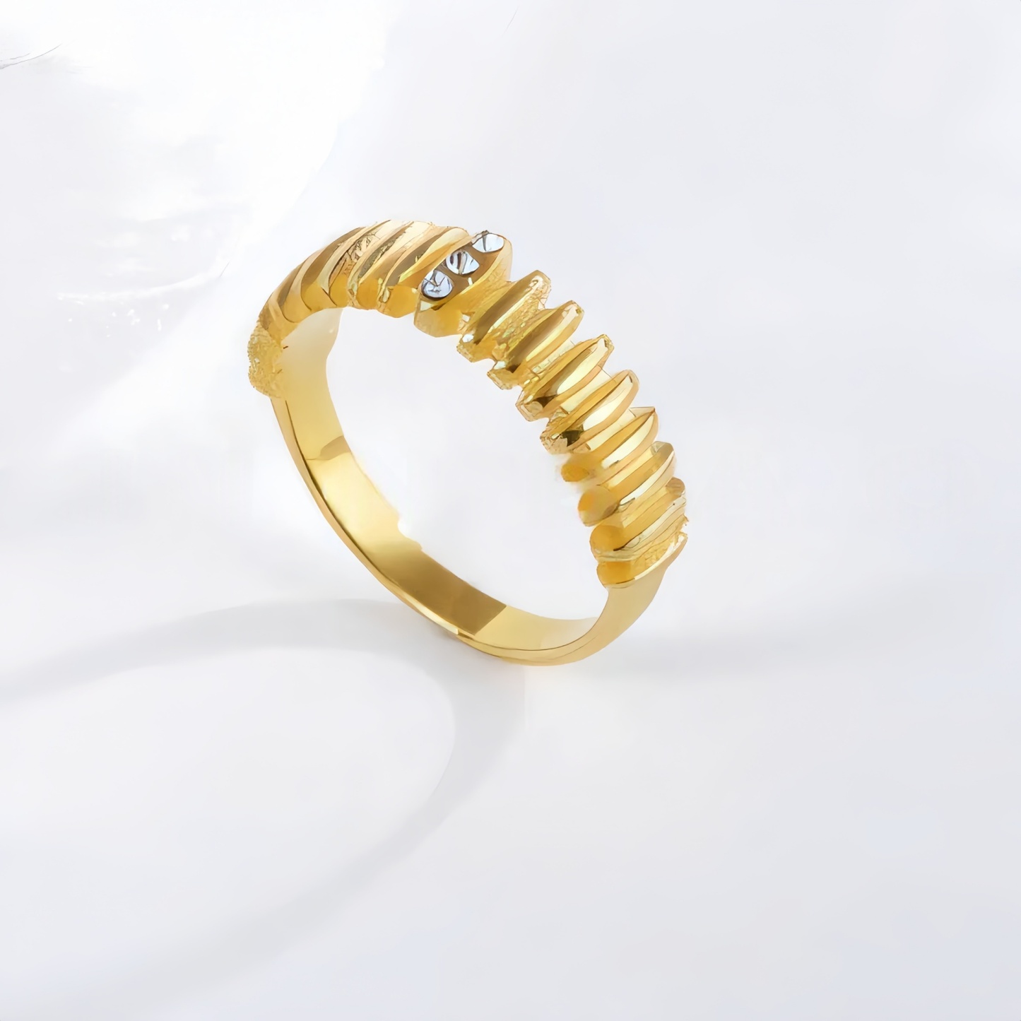 Stainless steel inlaid brick texture ring women's ring | N001500-JinBaoJewerly