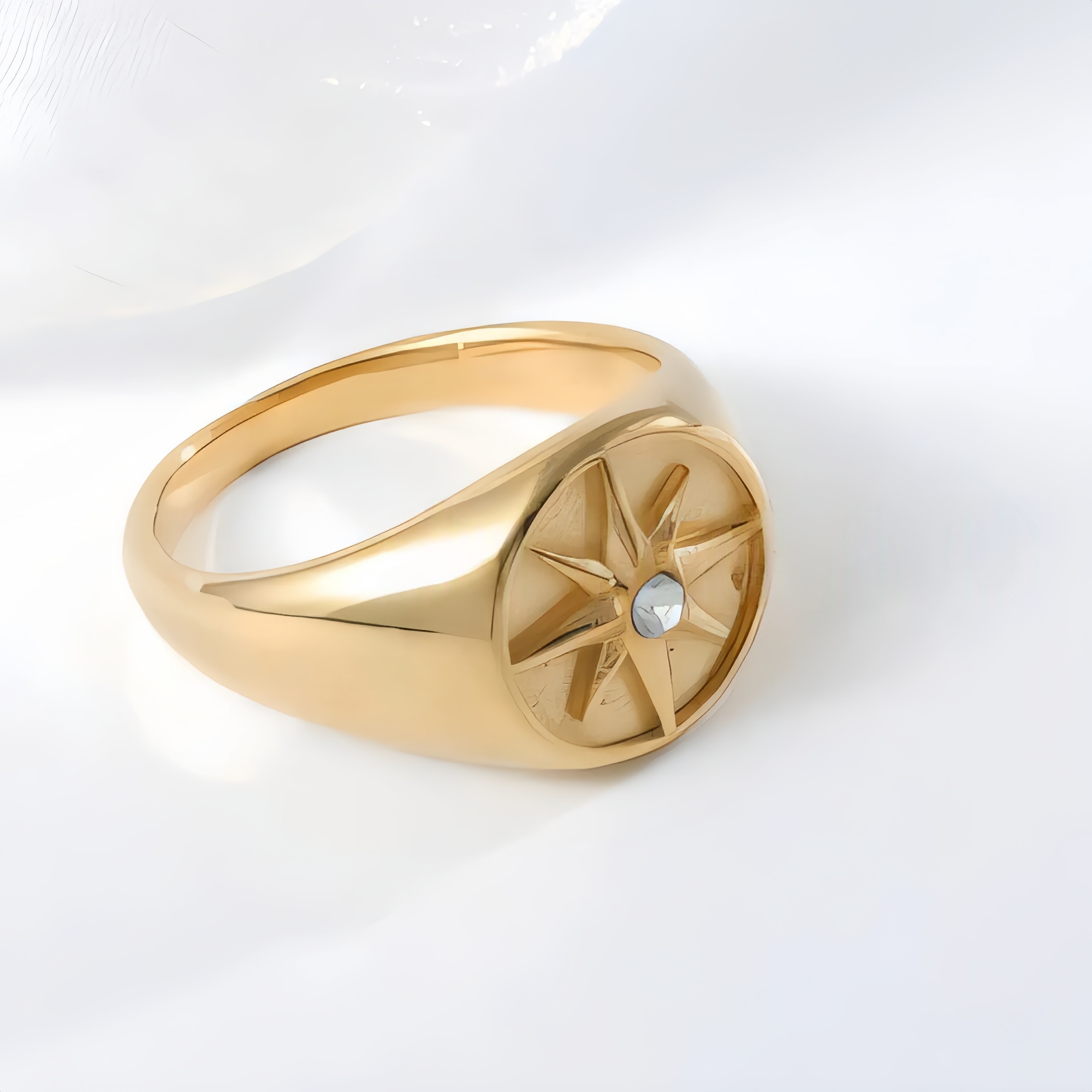 Stainless Steel Star Signet Ring Unisex | DZ1862-JinBaoJewerly