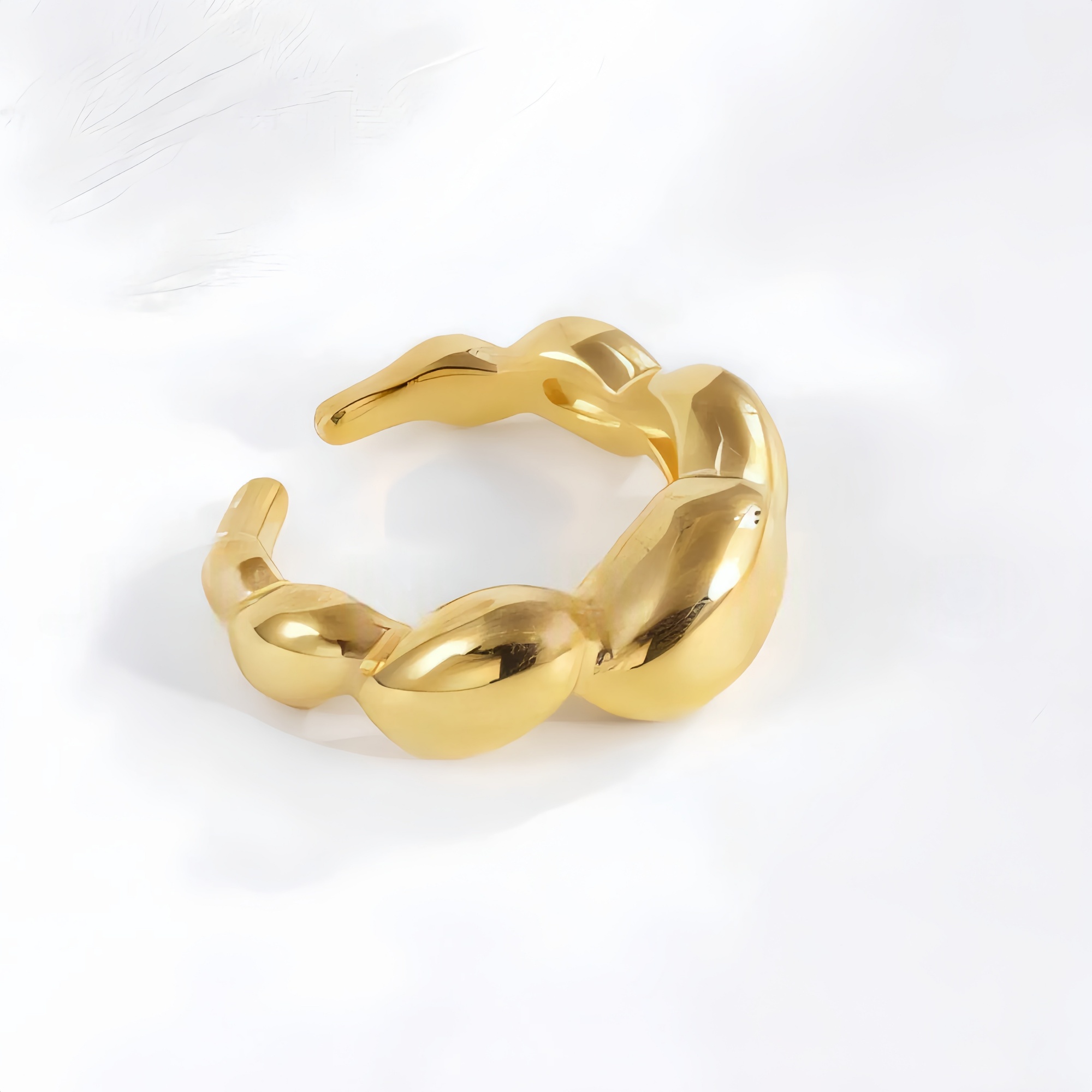 Modern Streamlined Stainless Steel Bubble Ring Women's Ring | N001587-JinBaoJewerly