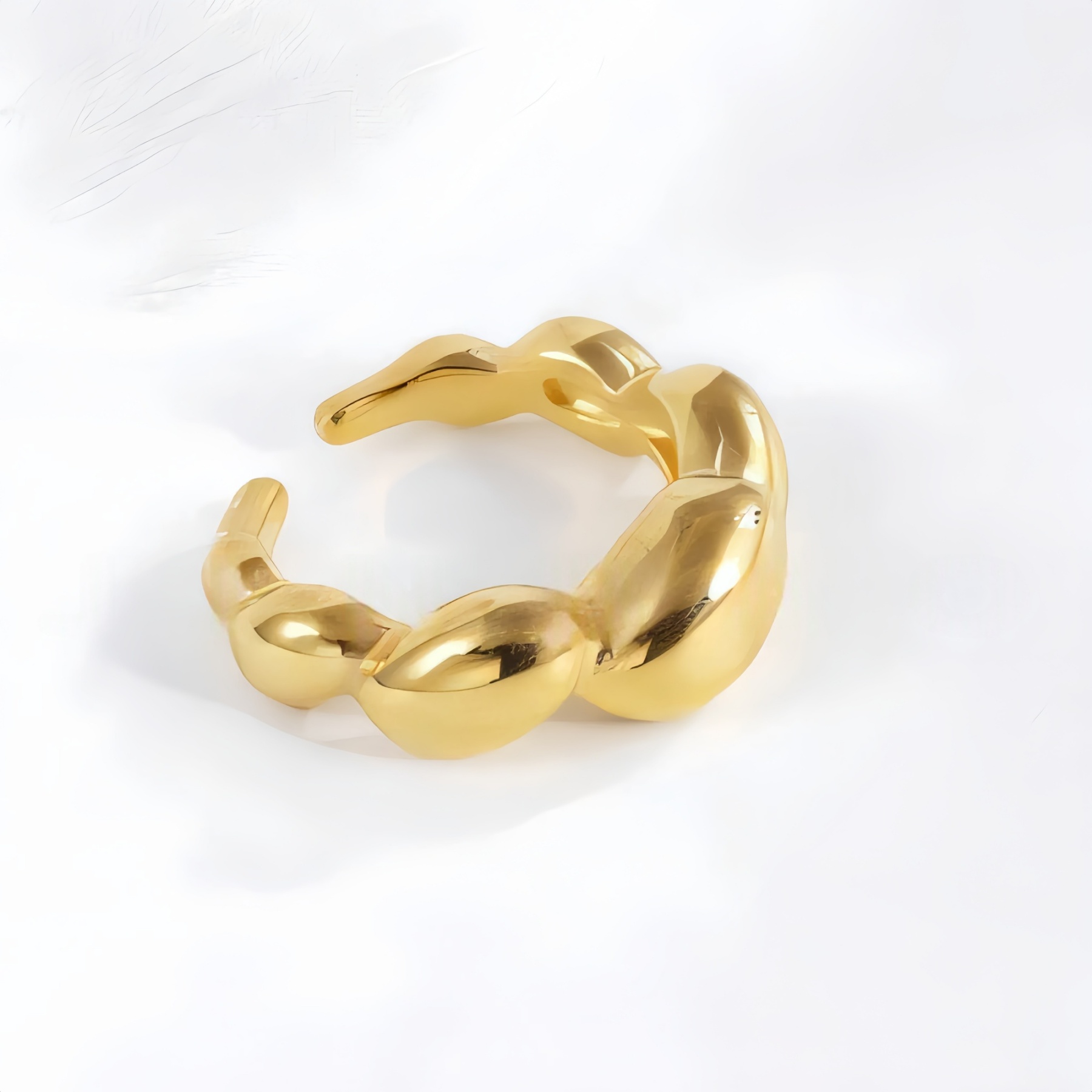 Modern Streamlined Stainless Steel Bubble Ring Women's Ring | N001587-JinBaoJewerly