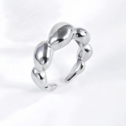 Modern Streamlined Stainless Steel Bubble Ring Women's Ring | N001587-JinBaoJewerly