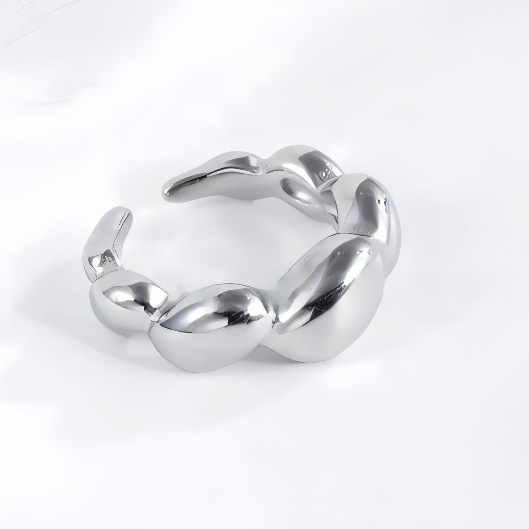 Modern Streamlined Stainless Steel Bubble Ring Women's Ring | N001587-JinBaoJewerly