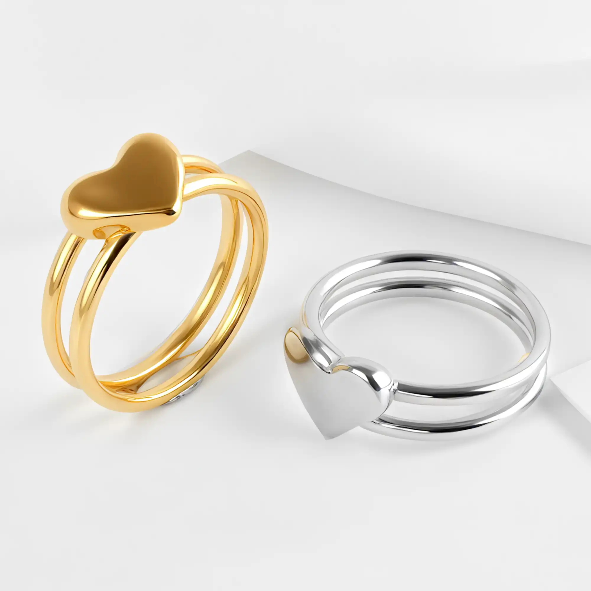 Modern Heart Design Stainless Steel Ring Simple and Fashionable for Women | N00634-JinBaoJewerly