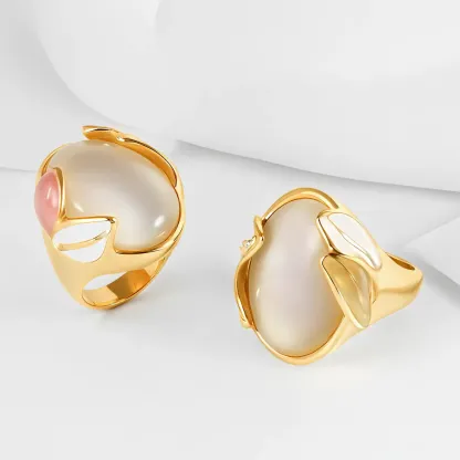 Modern Colorful Gemstone Stainless Steel Ring for Women | G004469-JinBaoJewerly