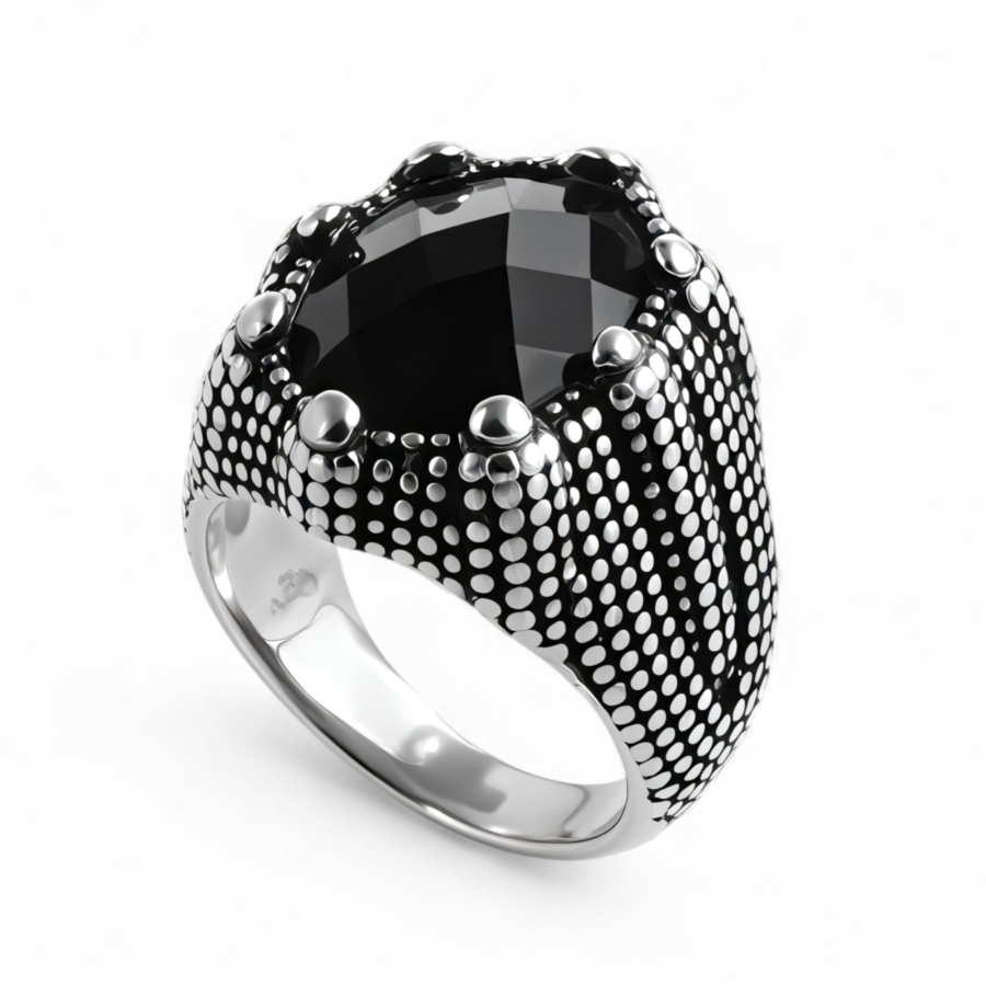 Bold Gemstone Inlay Stainless Steel Retro Ring for Men | BL459