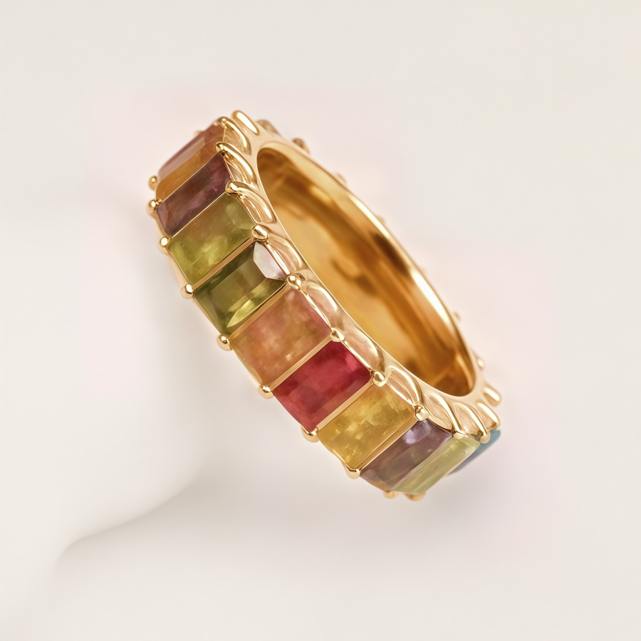 Rainbow 24K Gold-plated Luxury Colorful Gemstone Women's Ring | N001941