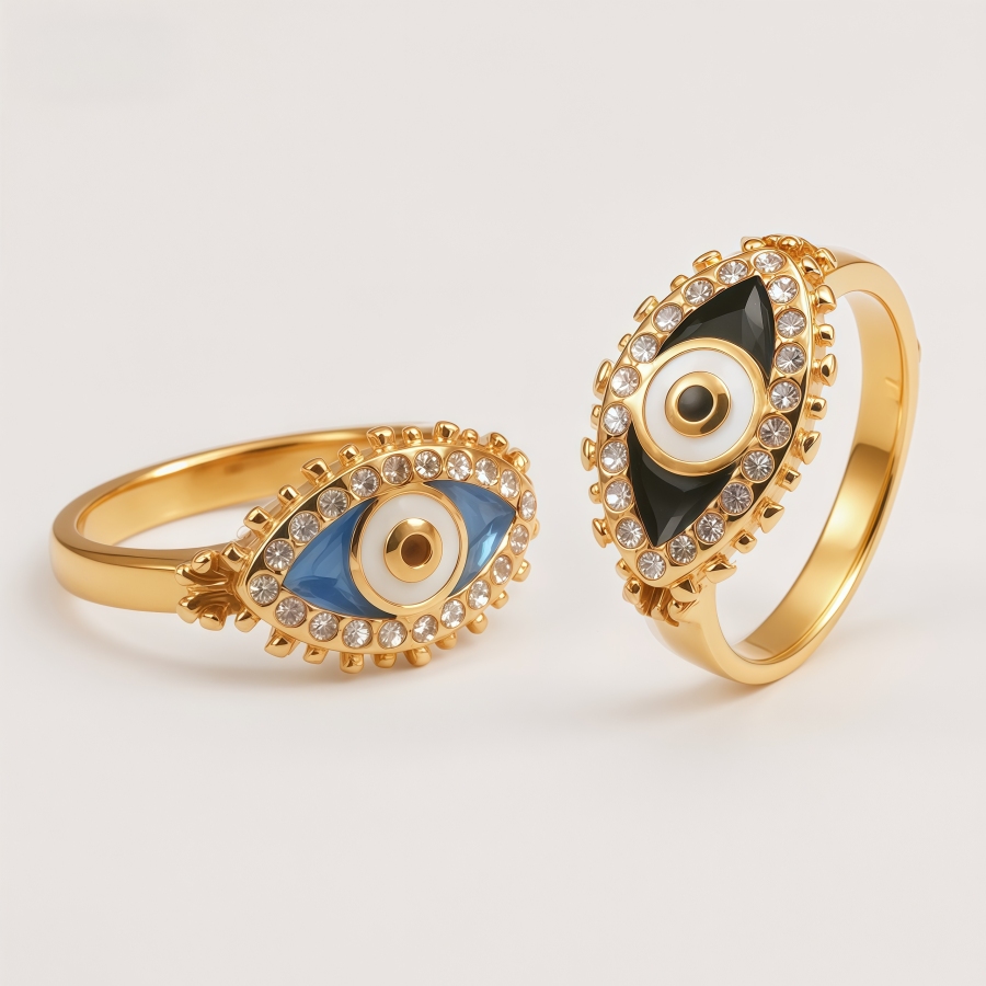 Women's Gold-Tone Evil Eye Ring with Rhinestones | G00957J