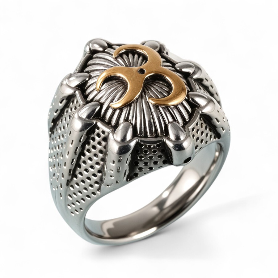 Anillo de acero inoxidable para hombres con garra de dragón dominante retro punk丨G001173
