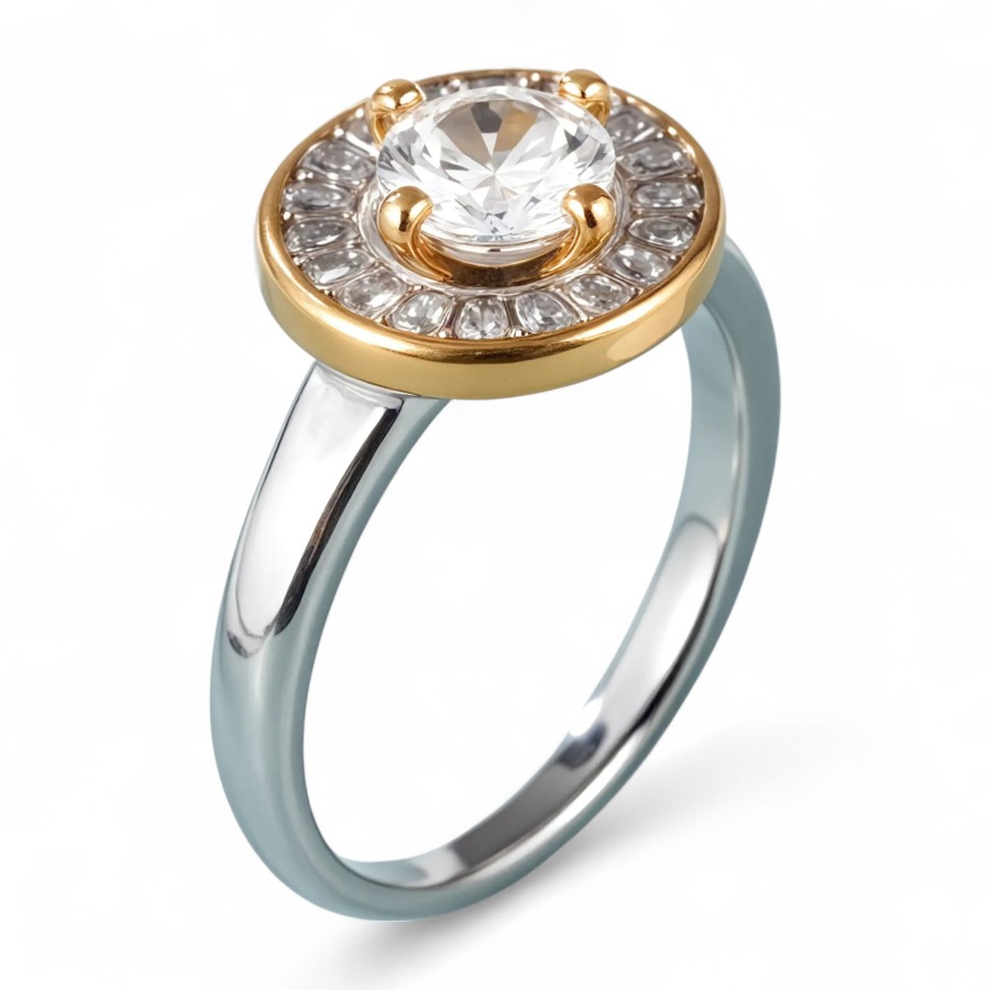 Elegant Design Round Gemstone Stainless Steel Women's Ring丨PL34G