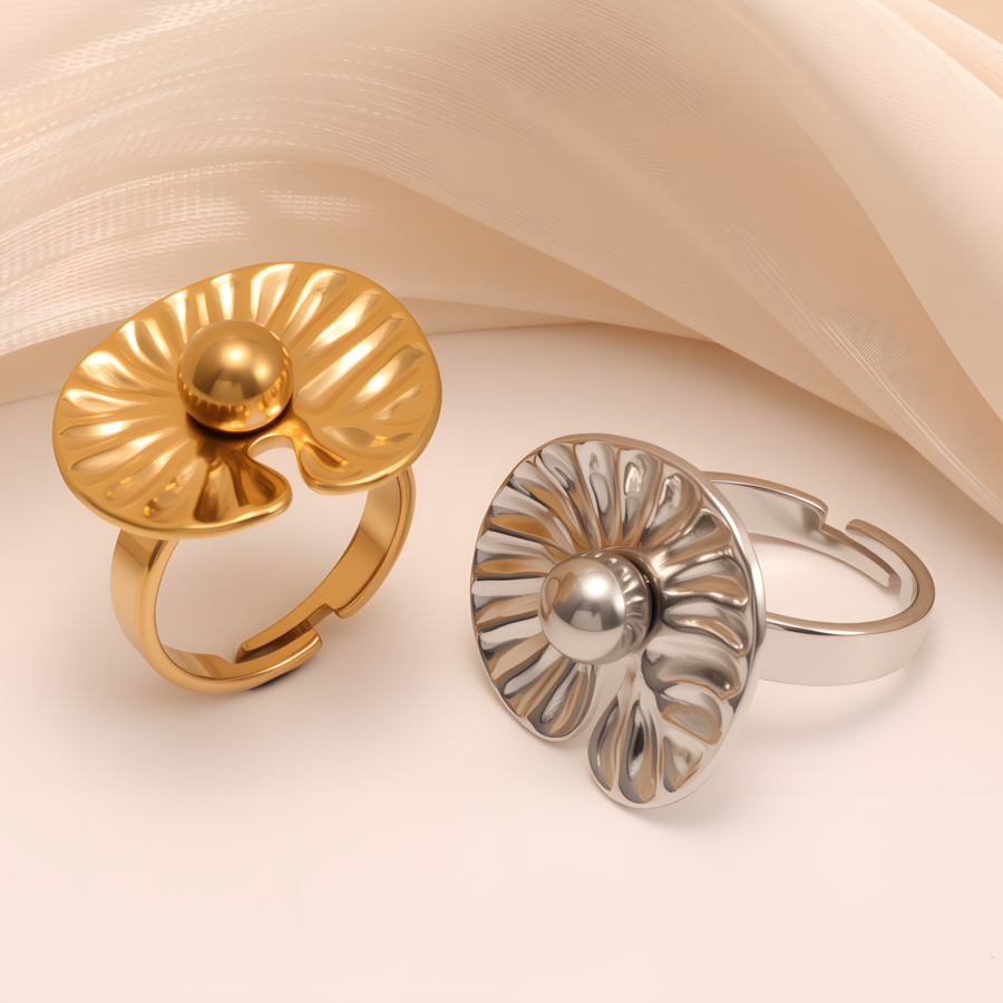 Irregular Style Wavy Pattern Stainless Steel Women's Ring丨G005756