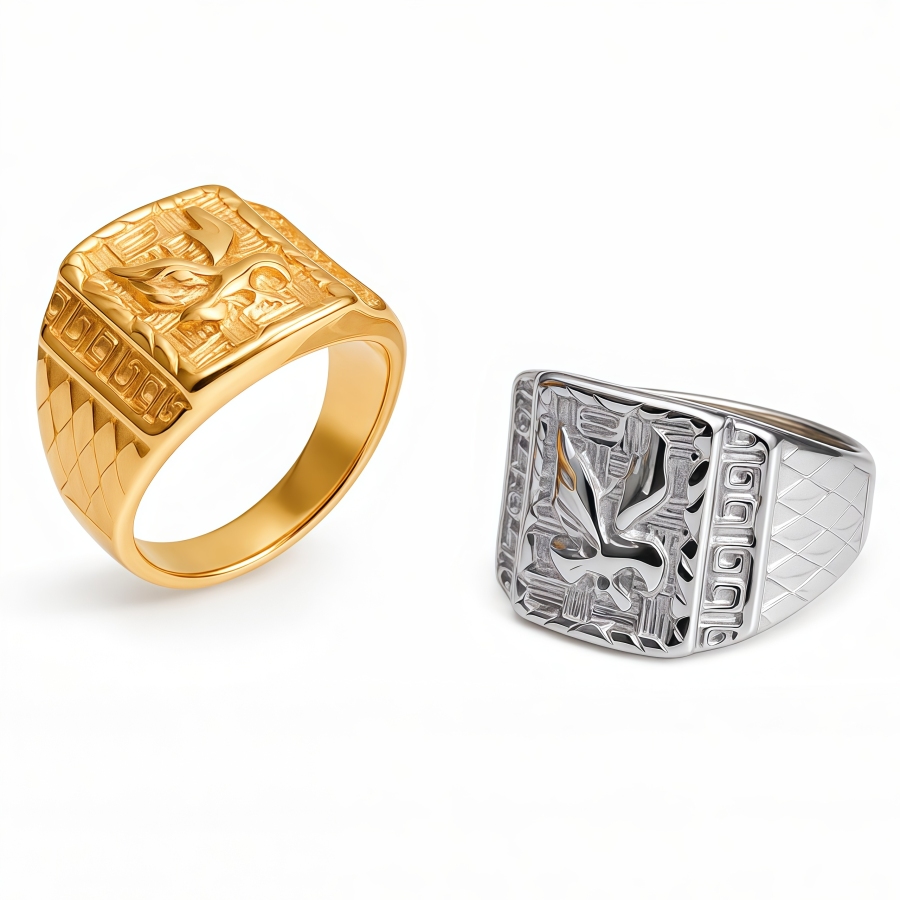 Eagle Head Gold Stainless Steel Ring Men's Vintage Fashion Design | G00429