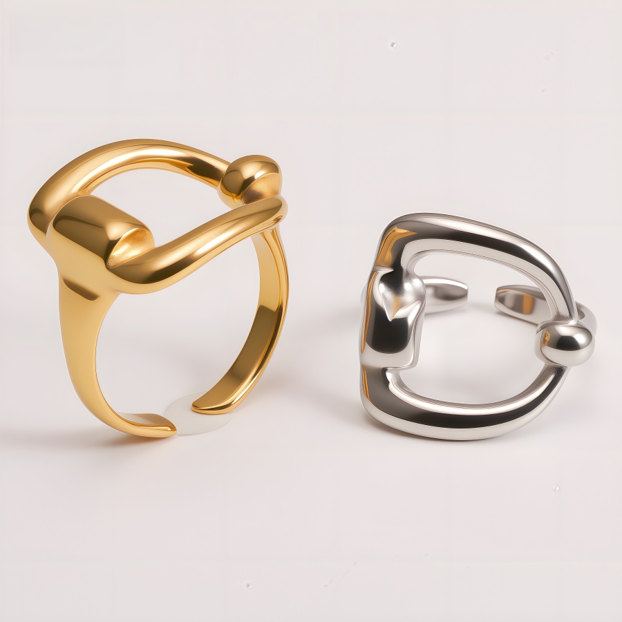 Buckle Style Stainless Steel Minimalist Design Women Ring | N001334