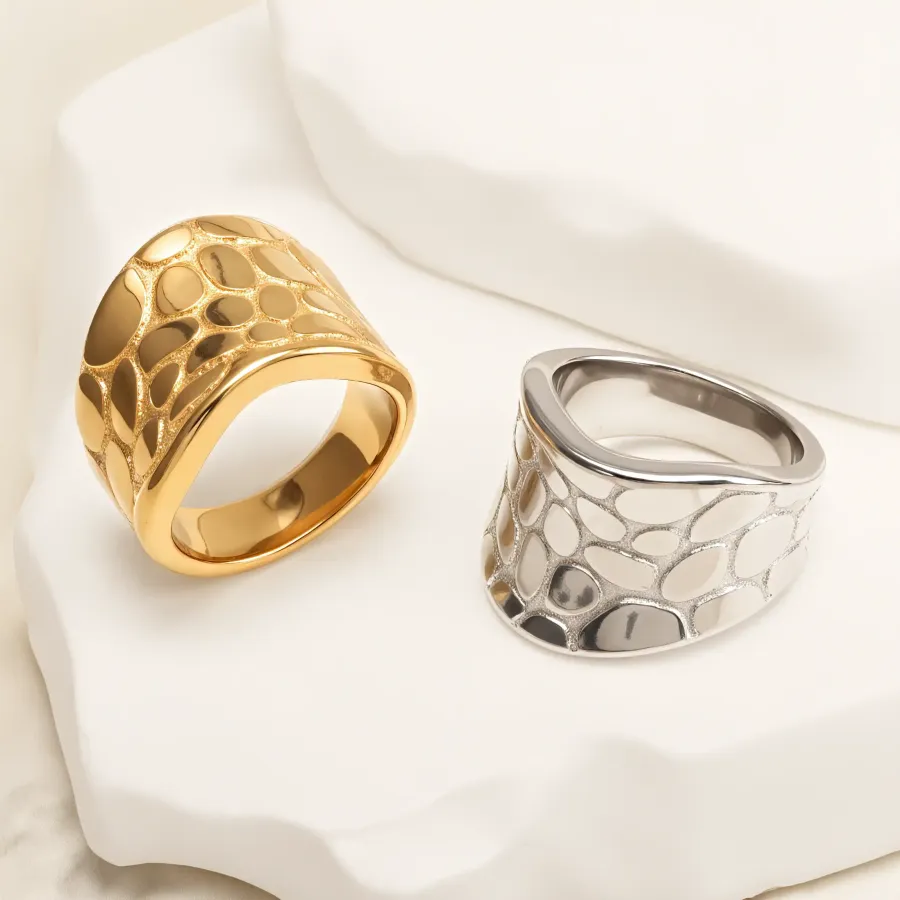 Fashion Irregular Texture Stainless Steel Women's Ring丨ML096