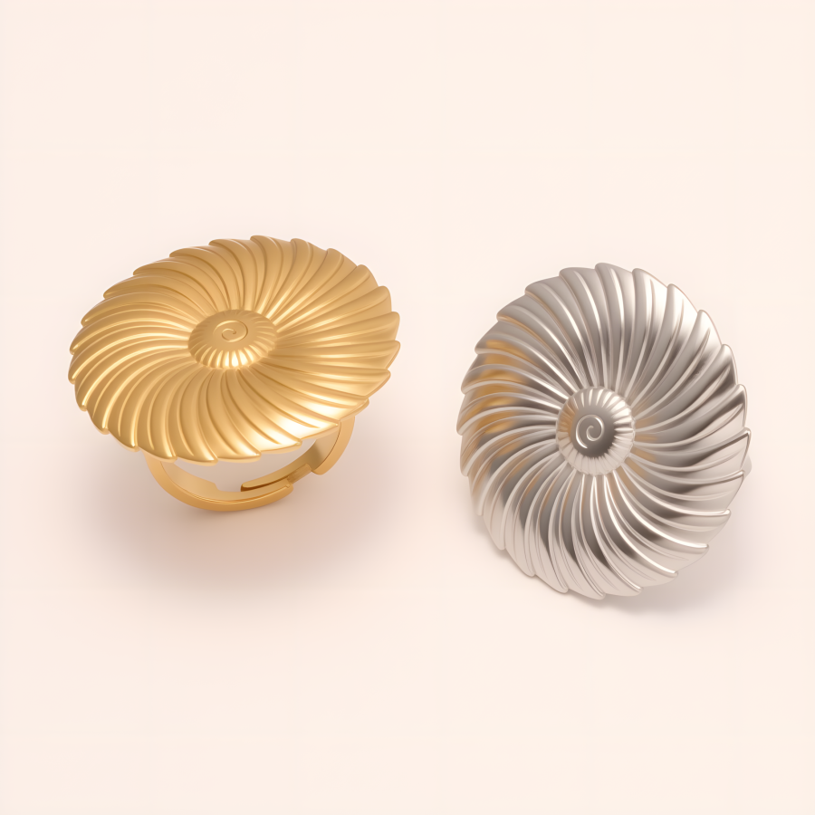 Stylish Women's Gold - and - Silver Spiral - shaped Ring | G005617