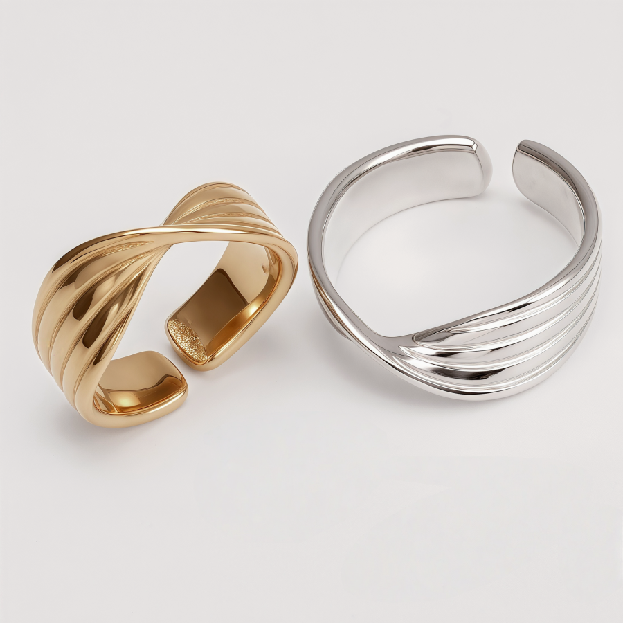 Stainless Steel Open - Twist Ring, Simple and Stylish Versatile Finger Ring | G00693