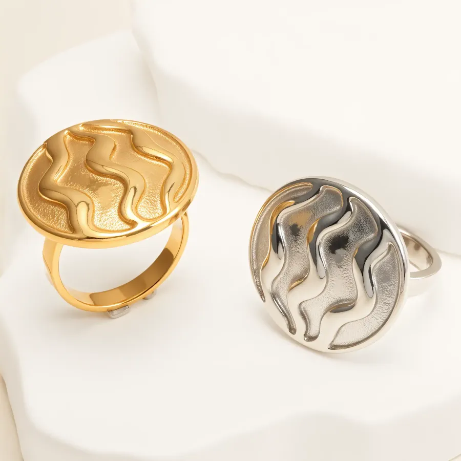 Creative Circular Arc Wave Design Stainless Steel Women's Ring丨G003597