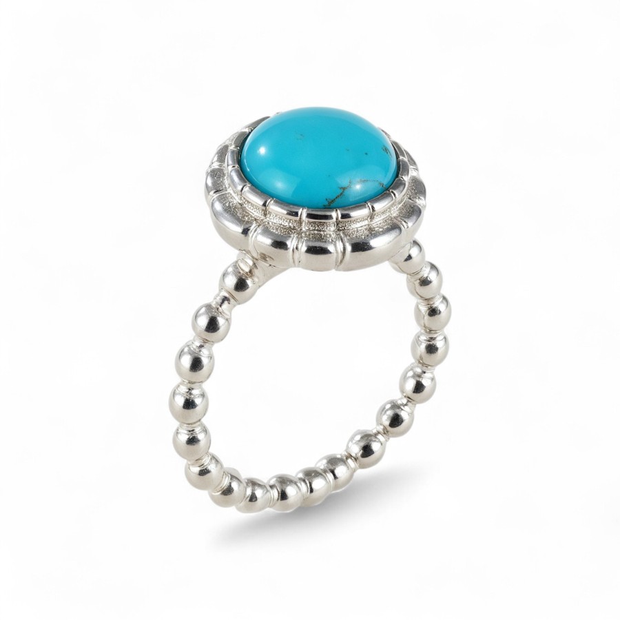 Vintage Round Gemstone Stainless Steel Women's Waterproof Ring丨K0186