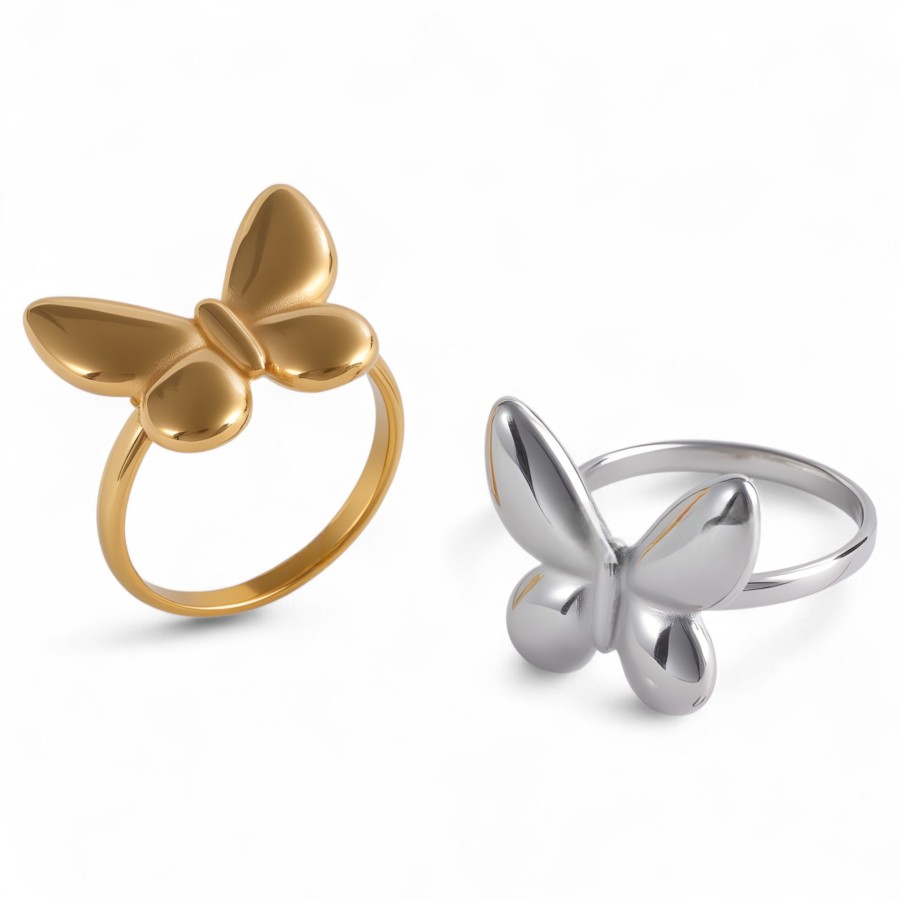 Elegant Stainless Steel Ring with Butterfly Shape for Women | G004046