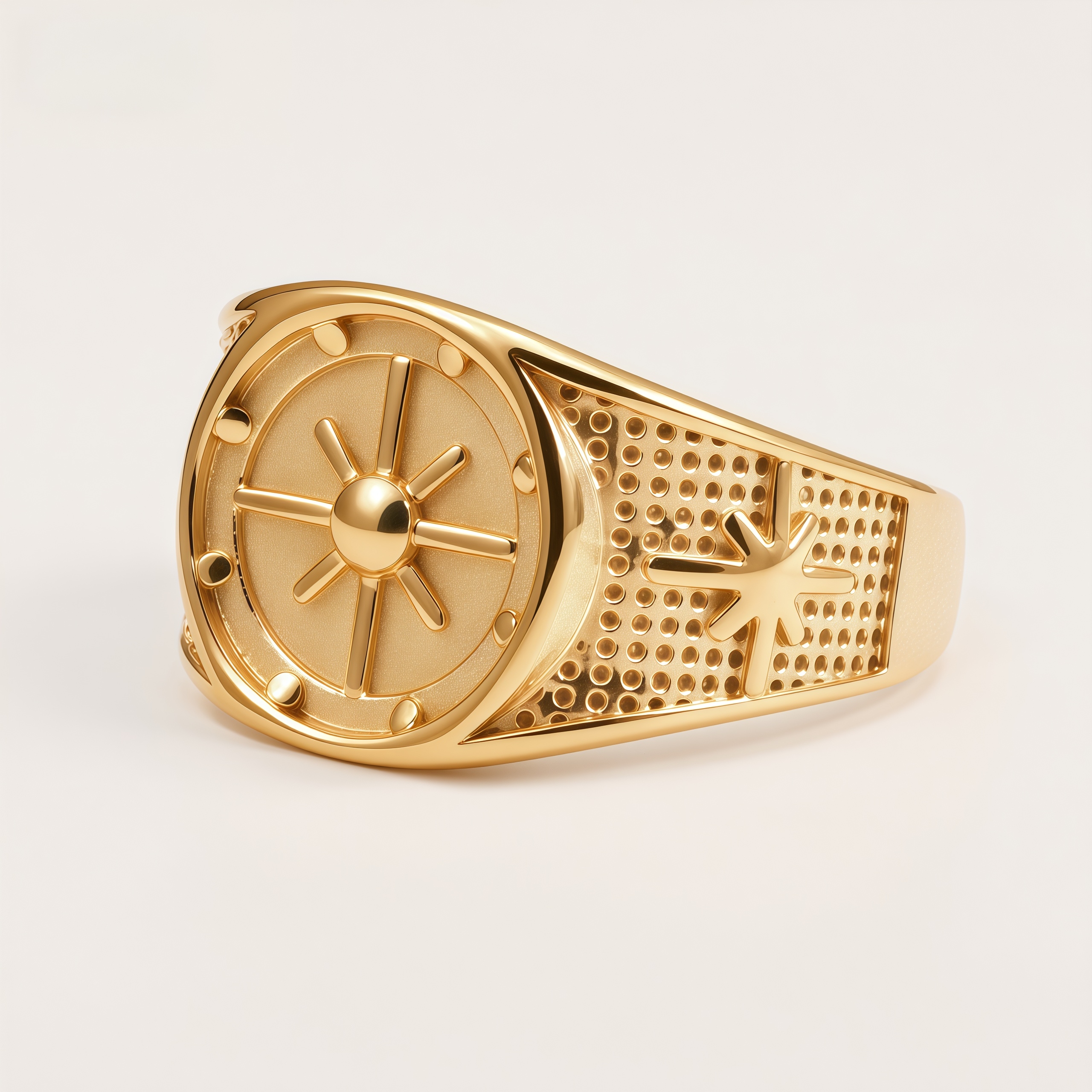 Vintage Anchor & Ship Wheel Signet Statement Men's Ring | G0087