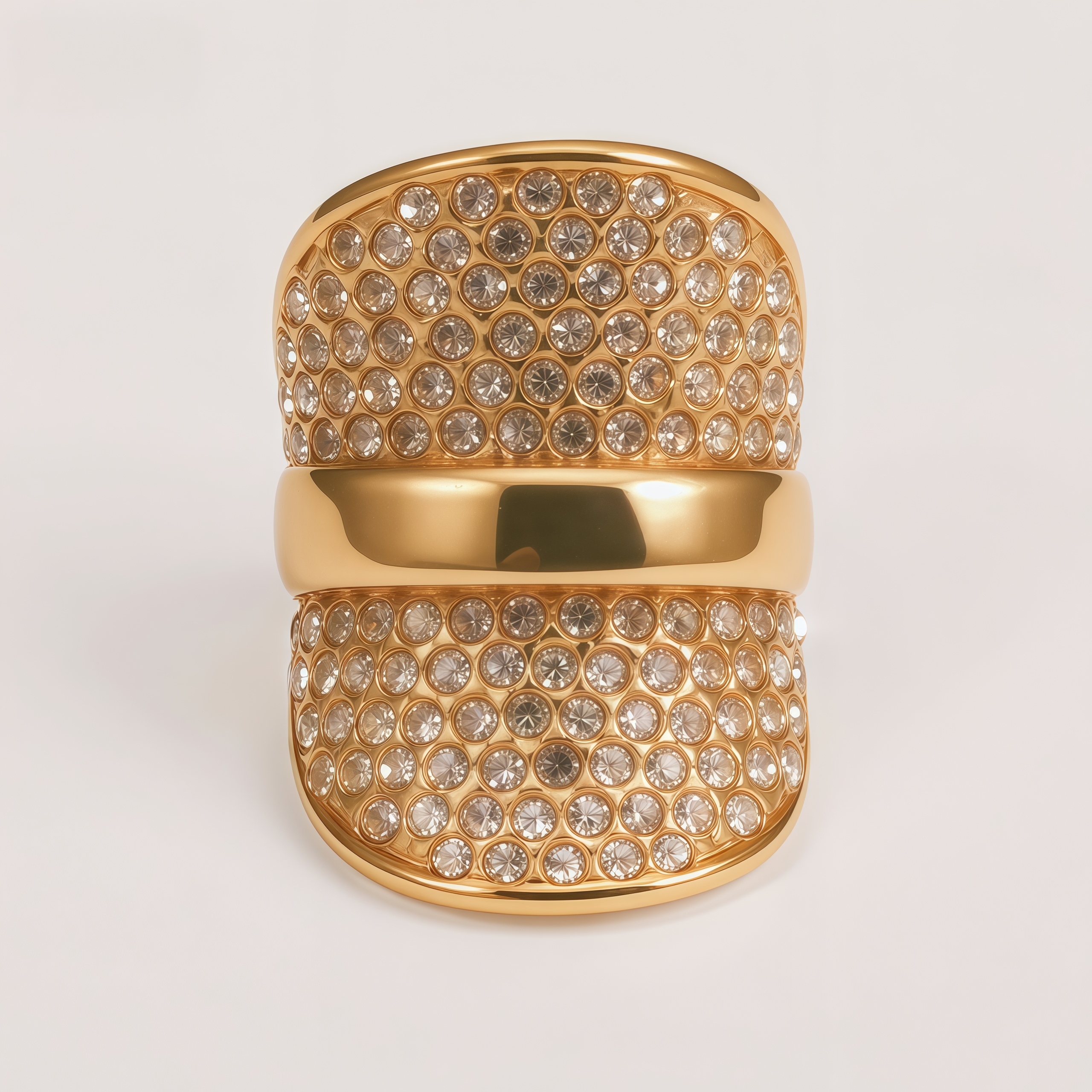 Elegant Rhinestone Embellished Gold Band Ring for Women | N00422