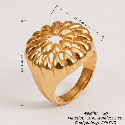 Elegant Flower Shaped Stainless Steel Ring Retro Chic Women Ring | ML089