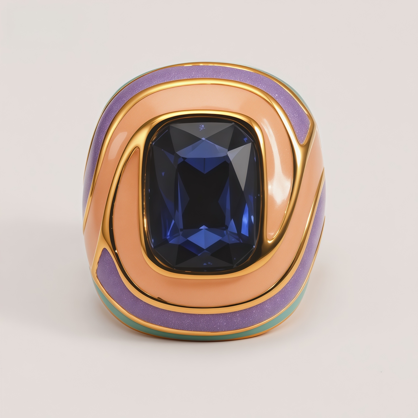 Luxury Rectangular Crystal Ring Gold Stainless Steel Artistic Design Women Ring | G004472J