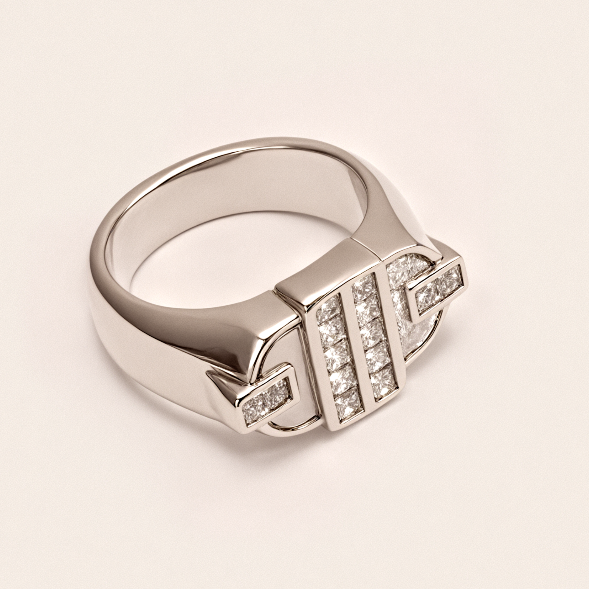 Fashion Square Gemstone Decorative Stainless Steel Ring Unisex Ring | N00719-JinBaoJewerly