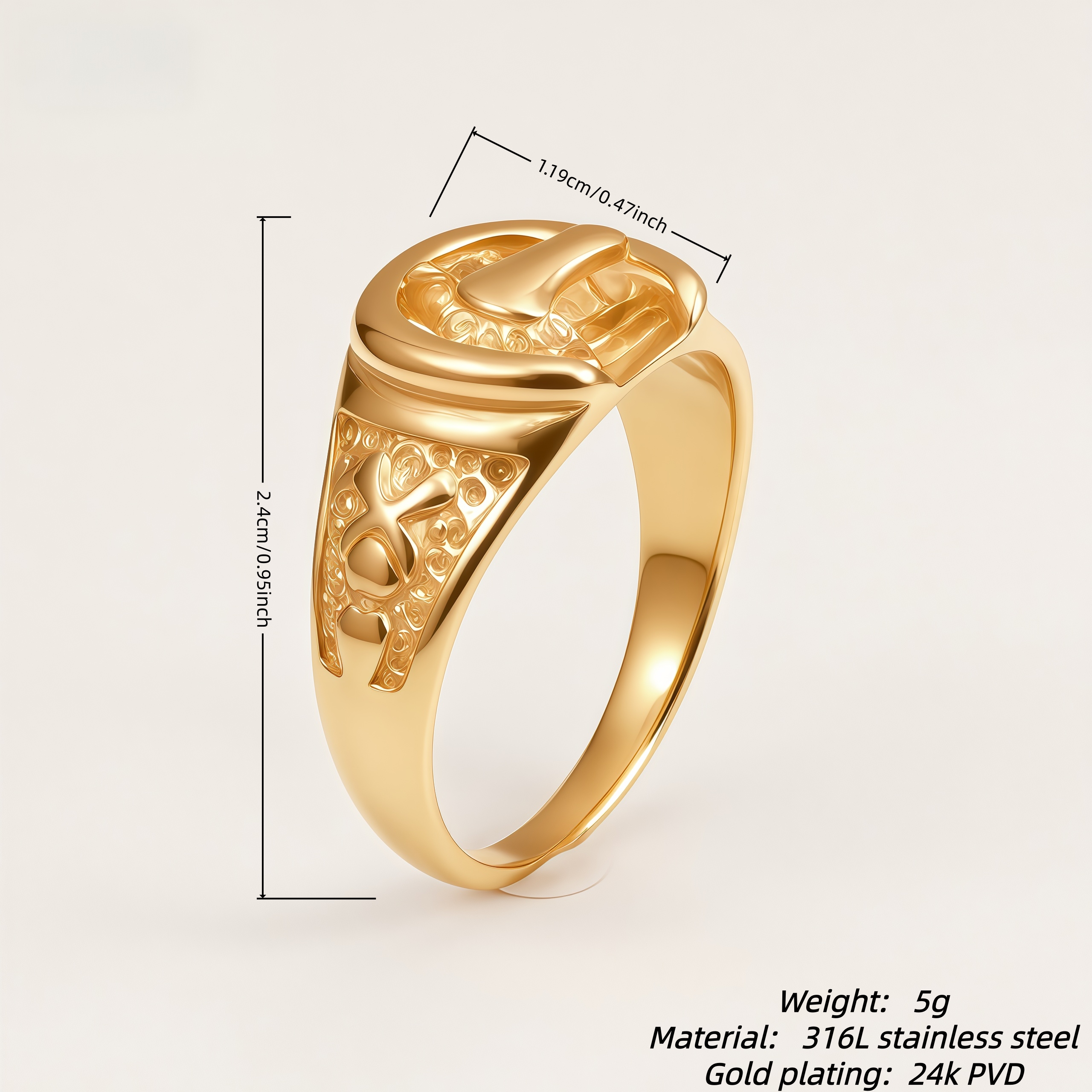 Vintage Lucky Horsehead Men's Ring | DZ443